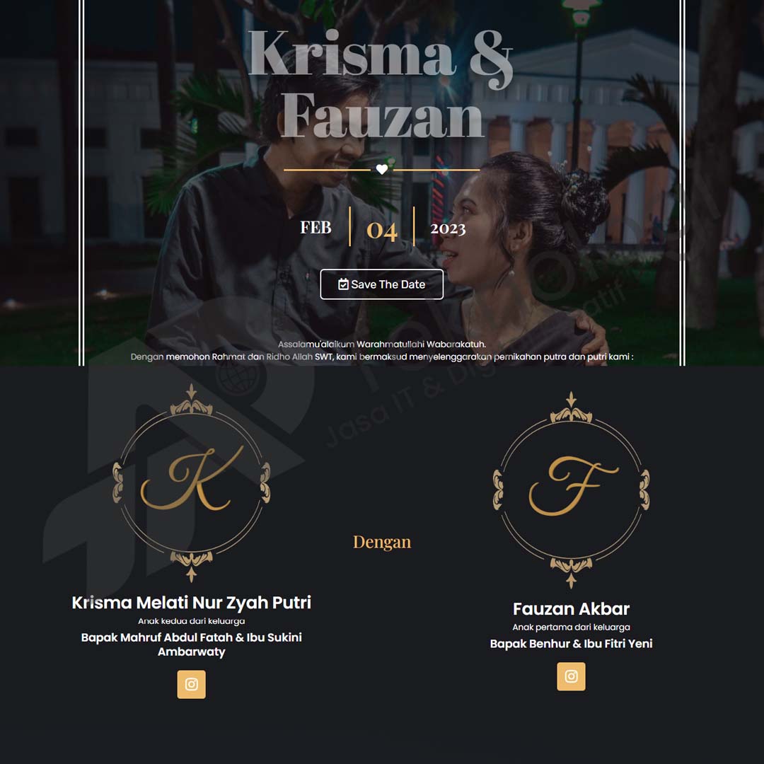 Pembuatan website undangan pernikahan digital Fauzan Krisma