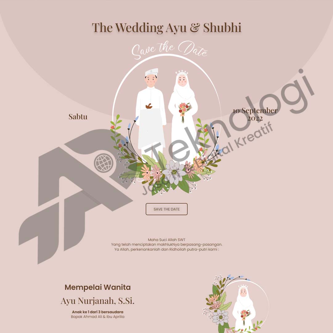 Pembuatan website undangan pernikahan digital Shubhi Ayu